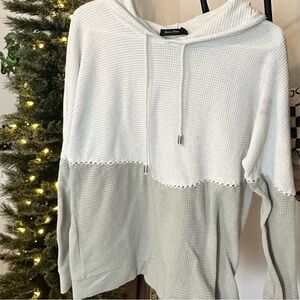 BOGO: Doe & Rae Textured White Hoodie